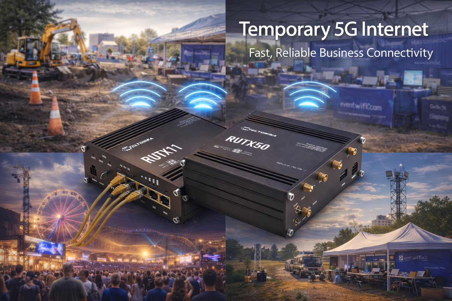 Temporary site connectivity using a 4G or 5G router - weekly and monthly rentals including hardware and SIM